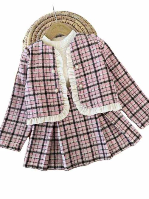 سه تیکه بیرونی دخترانه چهارخانه