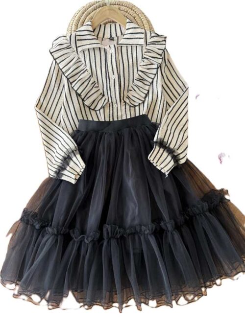 شومیز دامن دخترانه راه راه