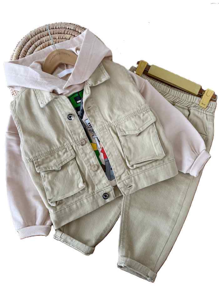 سه تیکه پسرانه بیرونی کتان هیراد