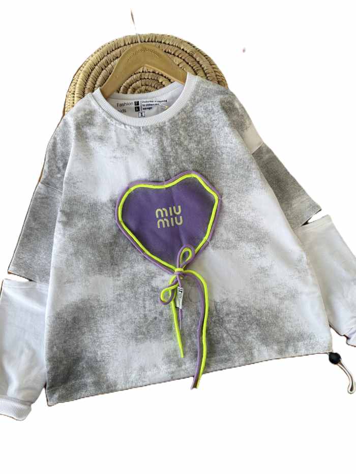 بلوز تک دخترانه قلب بندی