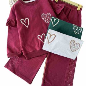 بلوز و شلوار دورس دخترانه قلب نگینی