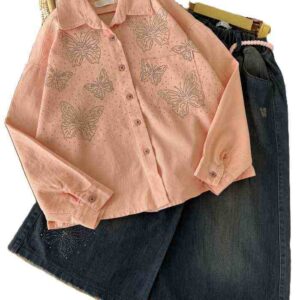 شومیز و شلوار واید دخترانه پروانه