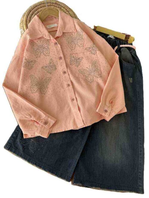 شومیز و شلوار واید دخترانه پروانه