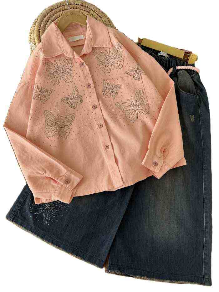 شومیز و شلوار واید دخترانه پروانه