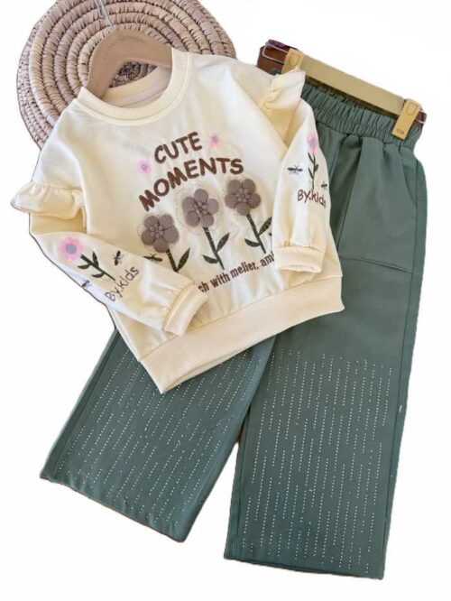 کراپ و شلوار بیرونی دخترانه سه گل