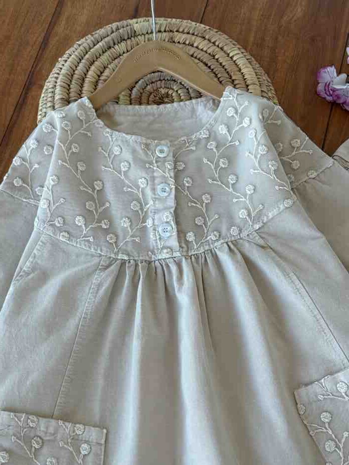 شومیز شلوار بیرونی کتان دخترانه رز - تصویر 7