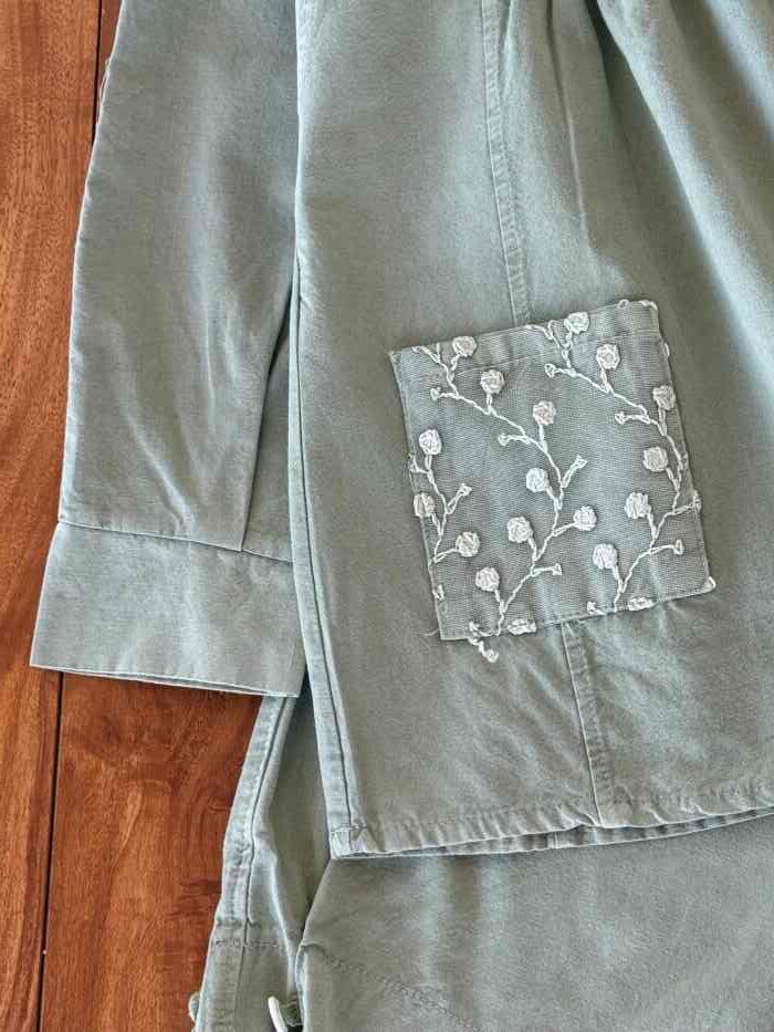 شومیز شلوار بیرونی کتان دخترانه رز - تصویر 6