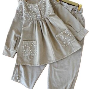 شومیز شلوار بیرونی کتان دخترانه رز