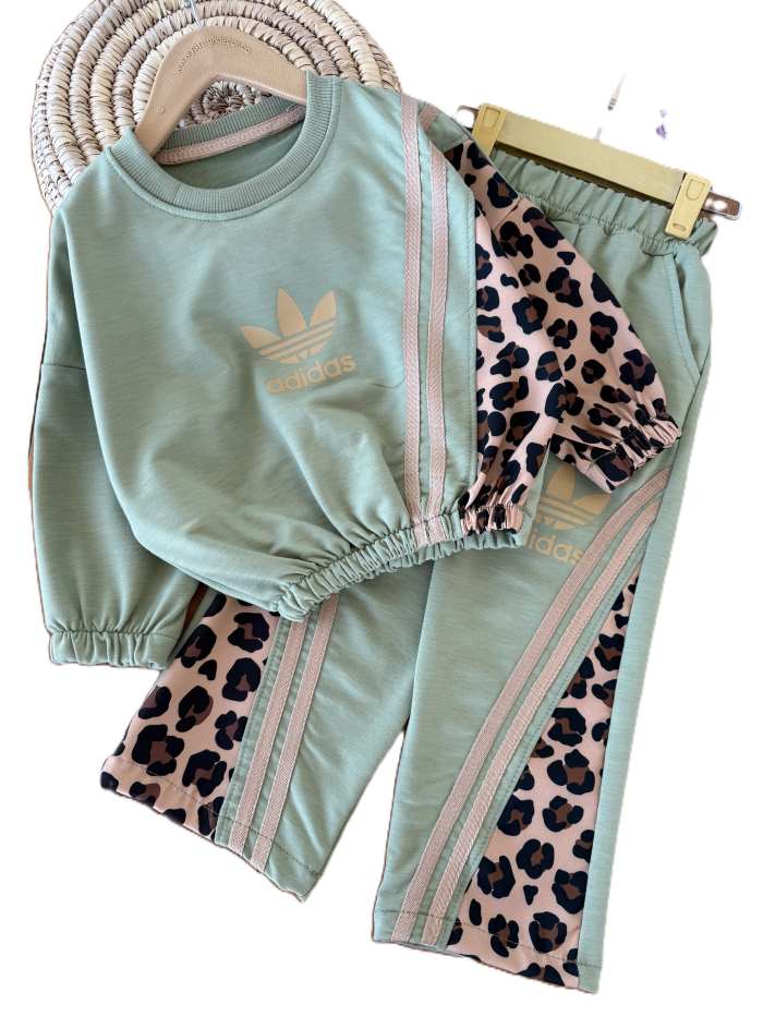 کراپ و شلوار پنبه گلکسی دخترانه addidas
