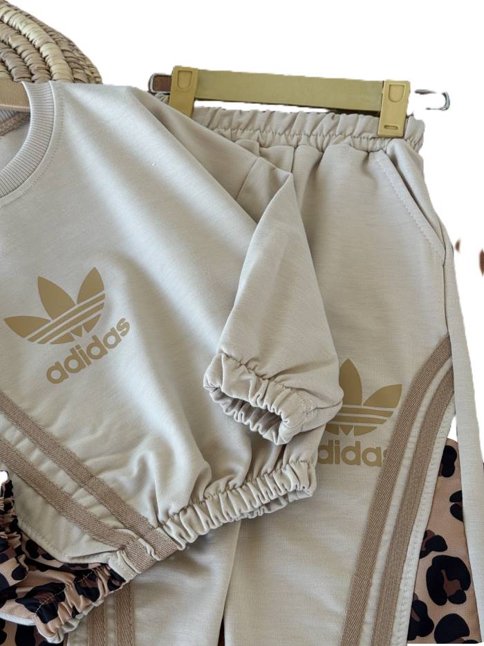 کراپ و شلوار پنبه گلکسی دخترانه addidas - تصویر 7