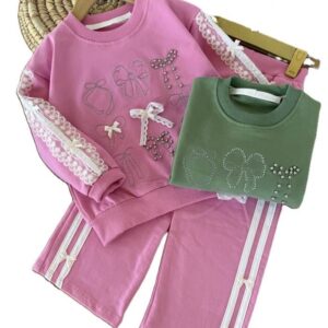 بلوز و شلوار دخترانه پاپیون مرواریدی