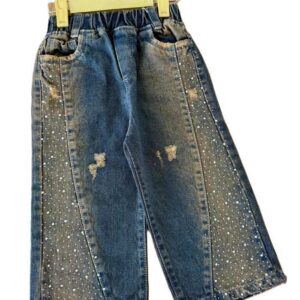 شلوار جین نیم بگ دخترانه چکامه