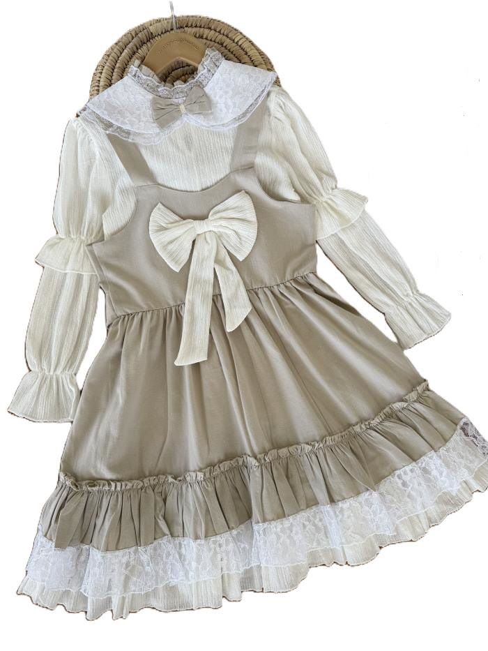 شومیز و سارافون بیرونی دخترانه پاپیون - تصویر 2