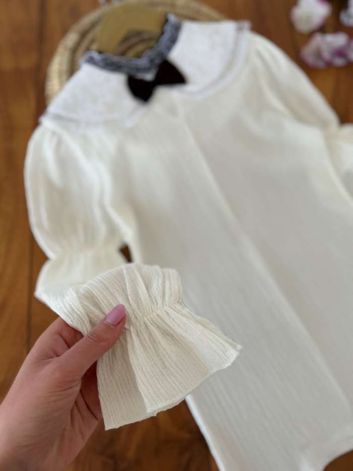 شومیز و سارافون بیرونی دخترانه پاپیون - تصویر 5