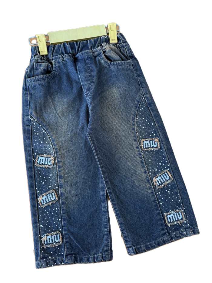 شلوار جین نیم بگ دخترانه آشا miu