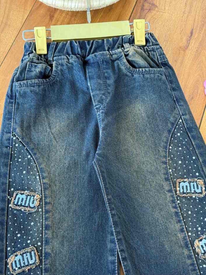 شلوار جین نیم بگ دخترانه آشا miu - تصویر 3