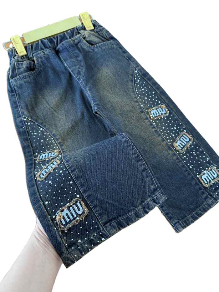 شلوار جین نیم بگ دخترانه آشا miu - تصویر 4