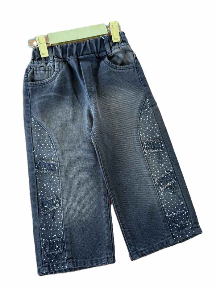 شلوار جین نیم بگ دخترانه آشا miu - تصویر 2
