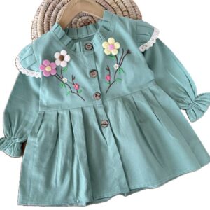 پیراهن بیرونی دخترانه گل مخملی