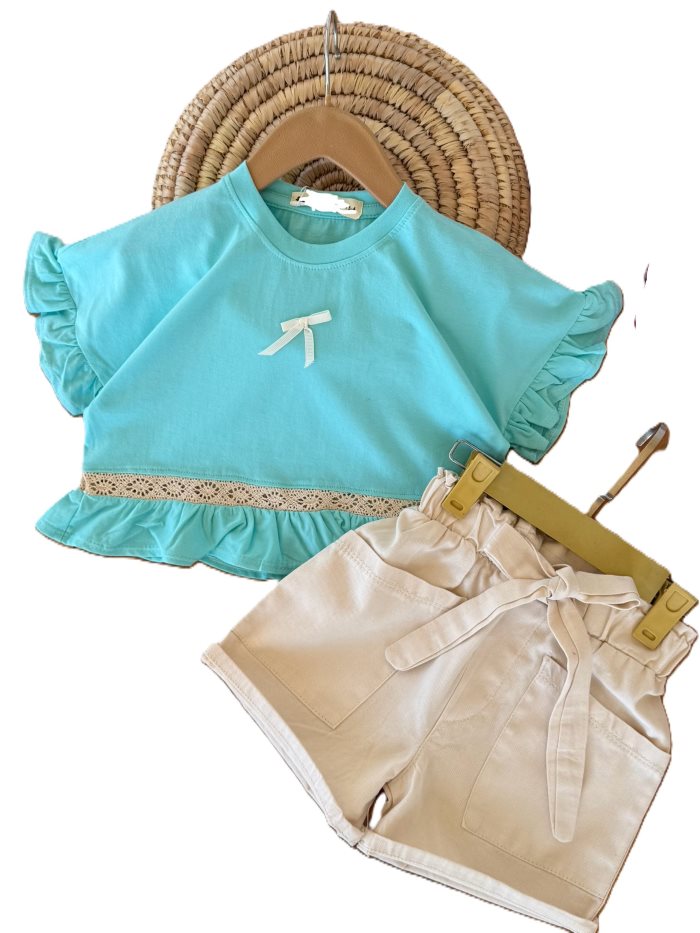 کراپ و شلوارک کتان دخترانه مها - تصویر 2