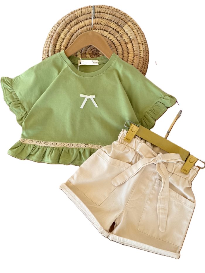 کراپ و شلوارک کتان دخترانه مها - تصویر 3