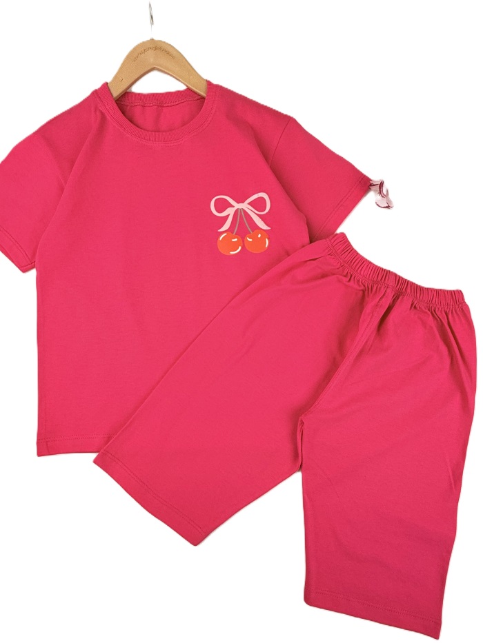 تیشرت و شلوارک دخترانه راحتی گیلاس - تصویر 2