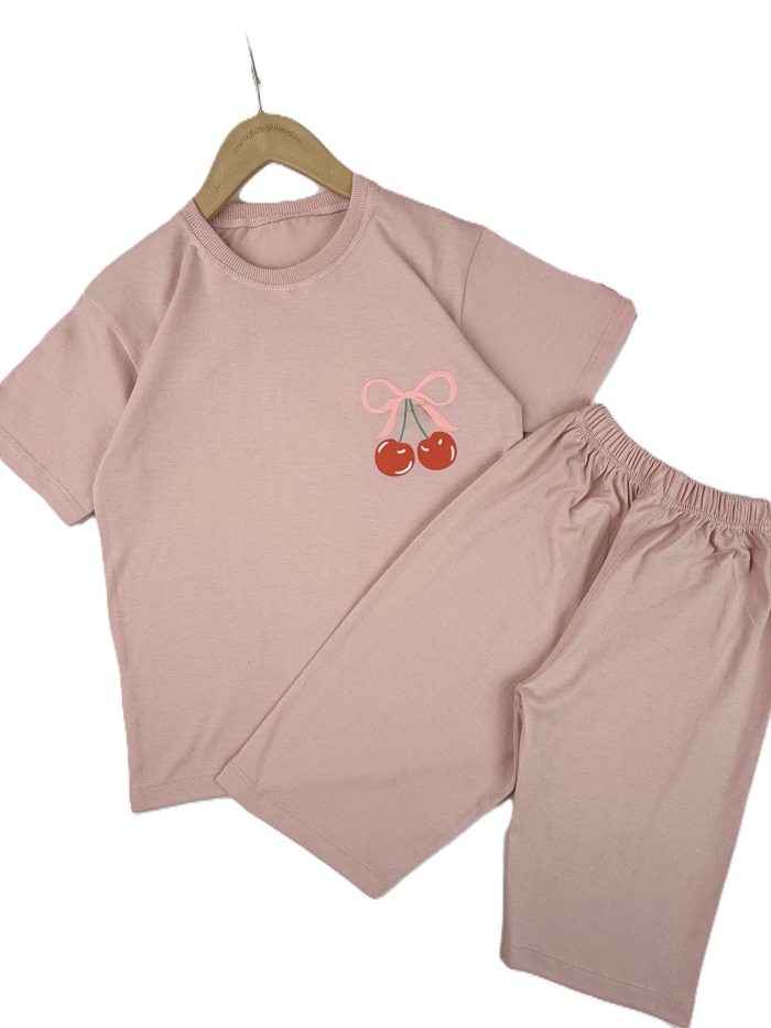 تیشرت و شلوارک دخترانه راحتی گیلاس - تصویر 3