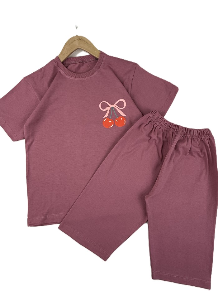 تیشرت و شلوارک دخترانه راحتی گیلاس - تصویر 4