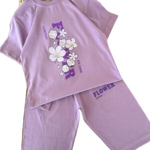 تیشرت و شلوارک راحتی دخترانه گل یخ