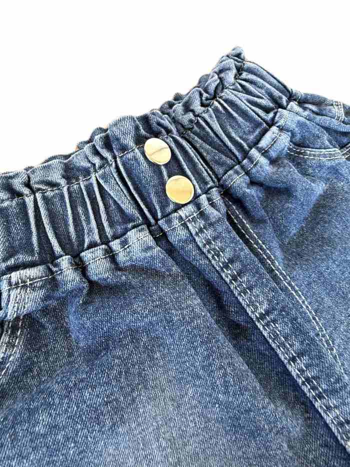 شورتک جین بیرونی دخترانه گل رو - تصویر 6