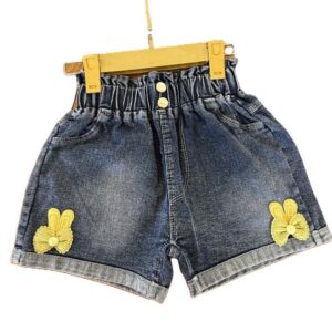 شورتک جین بیرونی دخترانه گل رو