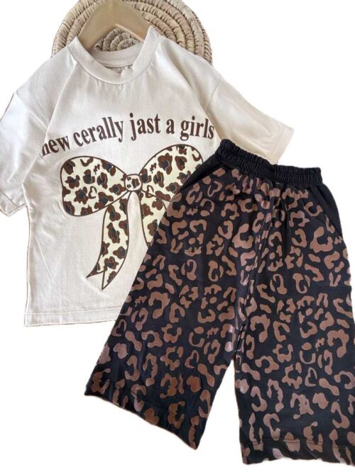 تیشرت و شلوارک راحتی دخترانه girls - خاکی روشن, 60 {9-11 سال}