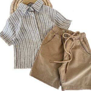 شومیز و شلوارک بیرونی پسرانه راه راه