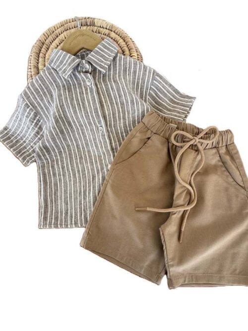 شومیز و شلوارک بیرونی پسرانه راه راه