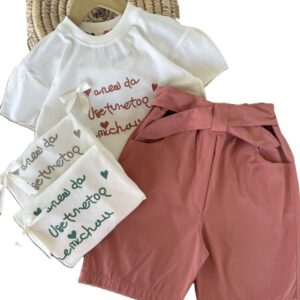 تیشرت و شلوارک بیرونی دخترانه پاپیون