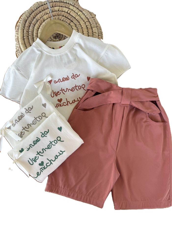 تیشرت و شلوارک بیرونی دخترانه پاپیون