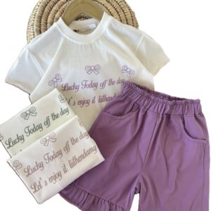 تیشرت و شلوارک بیرونی دخترانه سه پاپیون