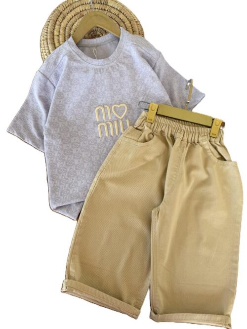 تیشرت و شلوارک بیرونی دخترانه miu قلبی