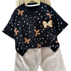 تیشرت و شلوارک بیرونی دخترانه پروانه چاپی