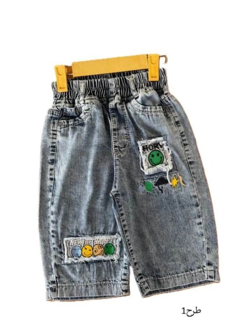 شلوارک جین اسپرت طرح گلدوزی