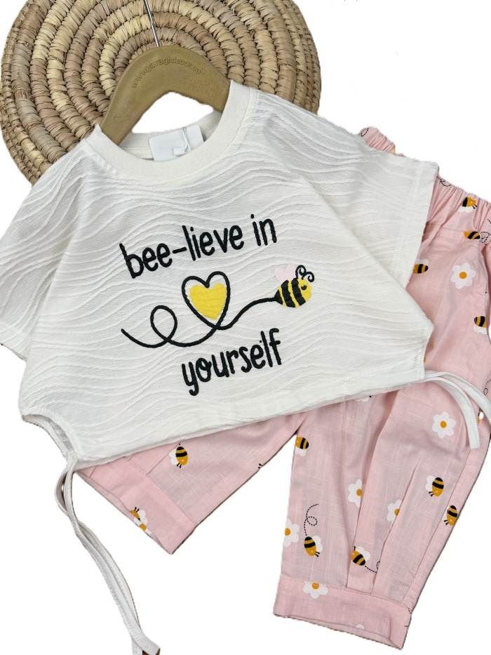 کراپ و شلوارک بیرونی دخترانه زنبور