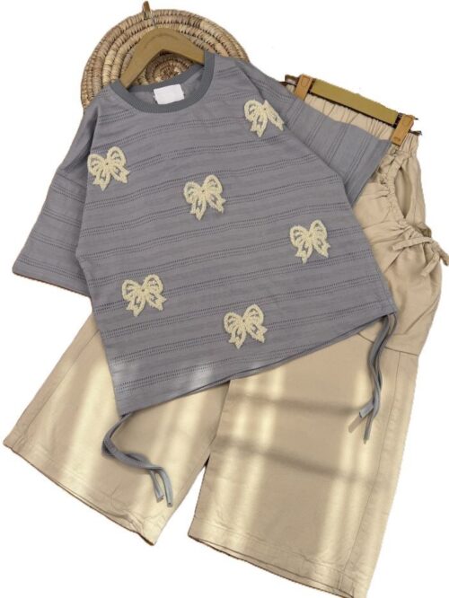 تیشرت و شلوار بیرونی دخترانه پاپیون تدی