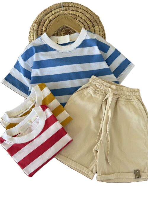 تیشرت و شلوارک بیرونی اسپرت راه راه