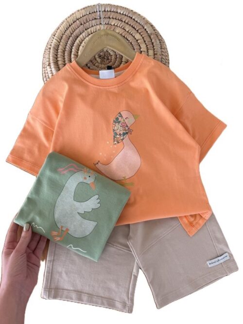 تیشرت و شلوارک راحتی دخترانه اردک