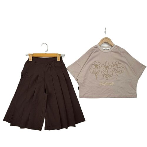 کراپ و شلوار واید دخترانه Firom - طوسی خاکی, 65 {11-13 سال}