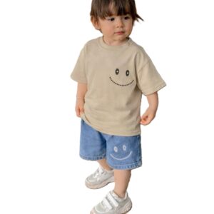 تیشرت و شلوارک بیرونی پسرانه استیکر لبخند