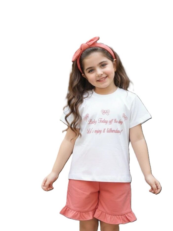 تیشرت و شلوارک بیرونی دخترانه پاپیون