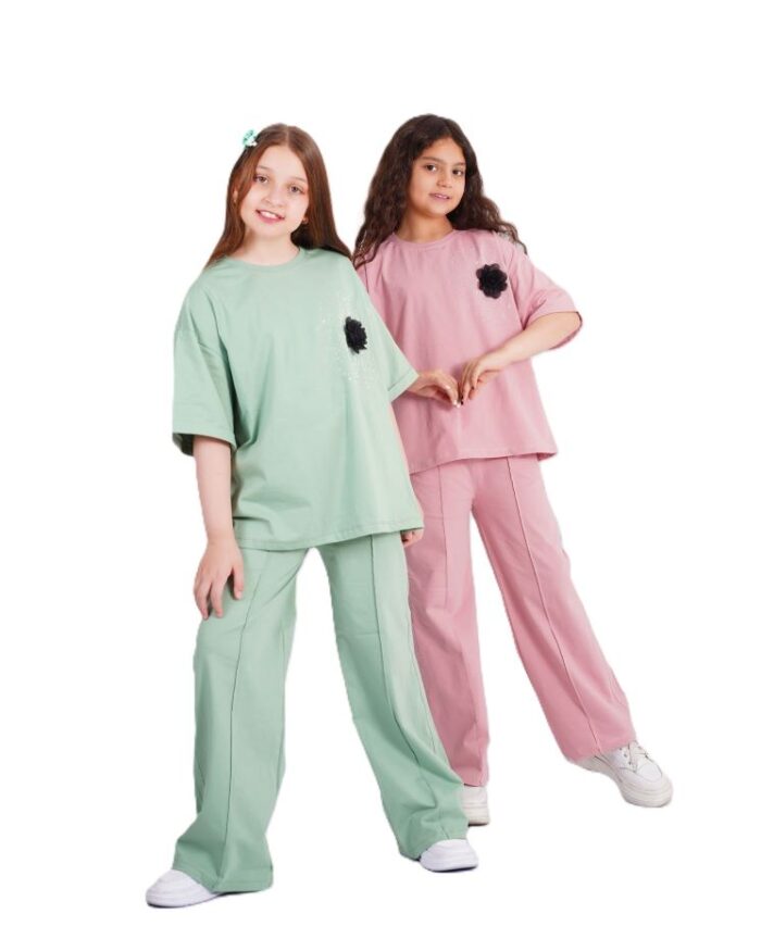 کراپ شلوار باکسی راحتی دخترانه تک گل