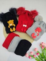 کلاه و شال گردن دخترانه خرسی - Image 3