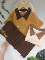 کراپ و شلوار دخترانه یقه انگلیسی
